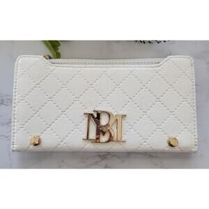 NEW BADGLEY MISCHKA WHITE QUILTED LONG WALLET VEGAN LEATHER